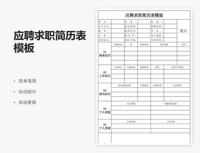 应聘求职简历表模板