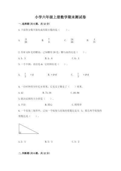 小学六年级上册数学期末测试卷附完整答案【夺冠系列】.docx