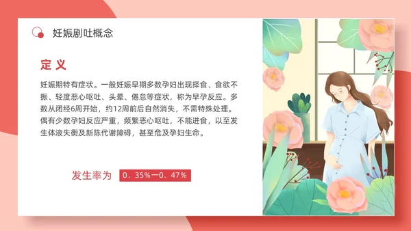 红色简约妊娠孕妇剧吐护理PPT