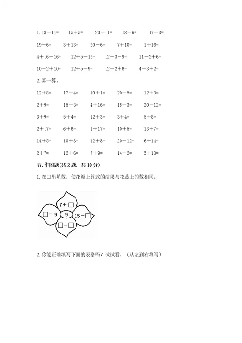 北师大版一年级下册数学第一单元加与减一测试卷精品考点梳理