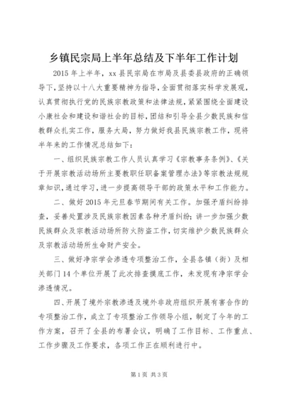 乡镇民宗局上半年总结及下半年工作计划.docx