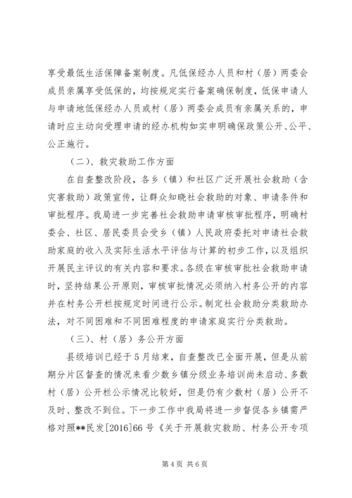 县民政局关于两学一做学习教育整改的自查报告.docx