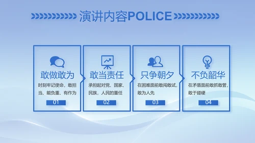 蓝色大气民警简历面试自我介绍动态PPT