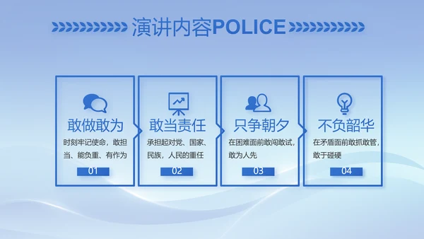 蓝色大气民警简历面试自我介绍动态PPT