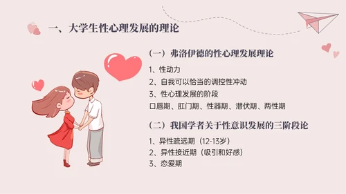 红色插画简约大学生恋爱与性心理健康PPT课件