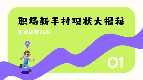 绿紫色3D风简约几何在职晋升规划模板