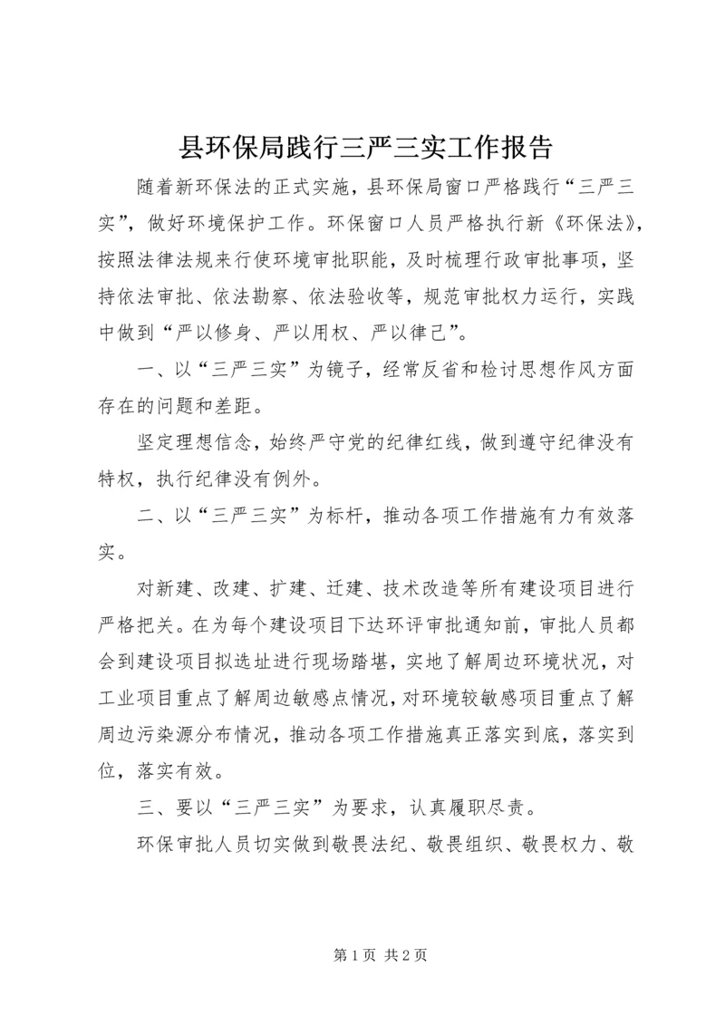 县环保局践行三严三实工作报告.docx