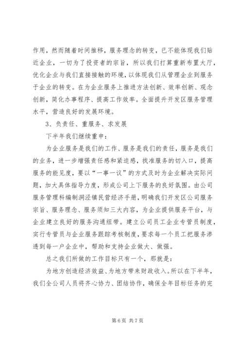 开发区公司上半年工作总结和下半年安排 (2).docx