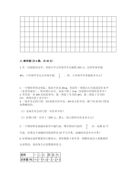 偃师市六年级下册数学期末测试卷及完整答案1套.docx