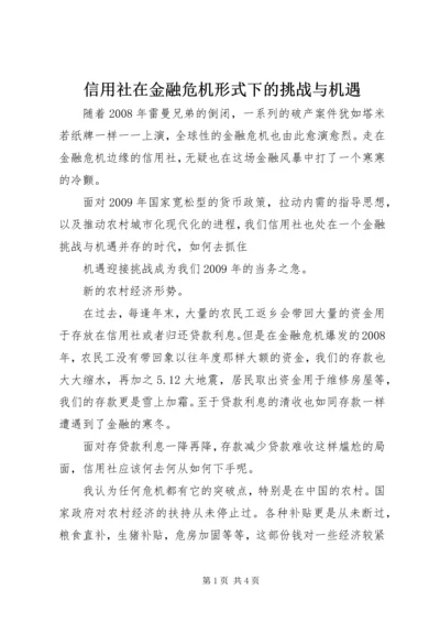 信用社在金融危机形式下的挑战与机遇 (2).docx