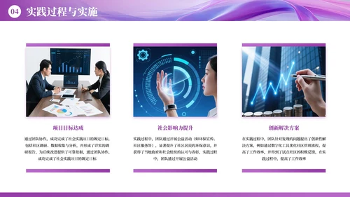 紫色商务社会实践报告PPT模板