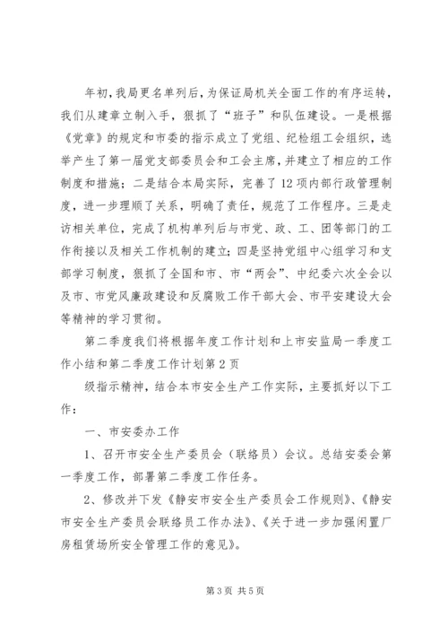 市安监局一季度工作小结和第二季度工作计划.docx