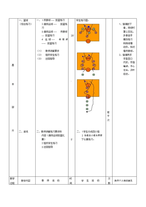 篮球基本功训练教案