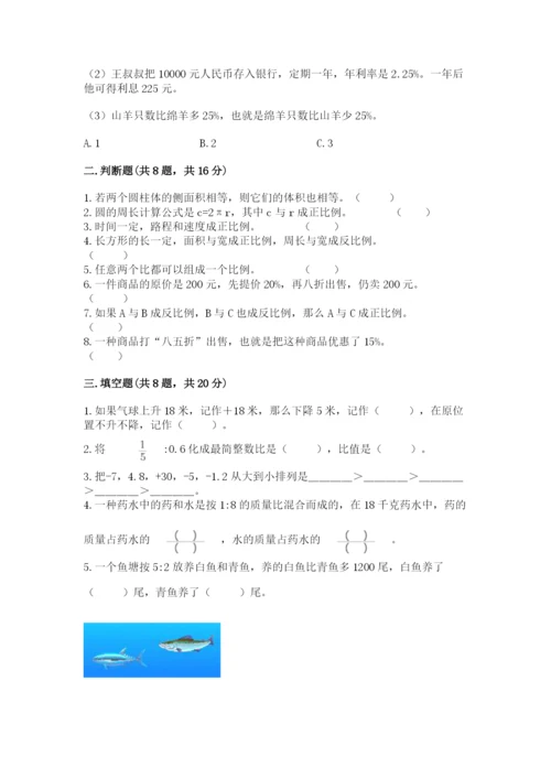 小学六年级下册数学期末卷附答案解析.docx