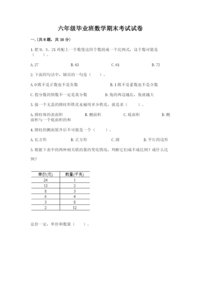 六年级毕业班数学期末考试试卷（夺分金卷）.docx