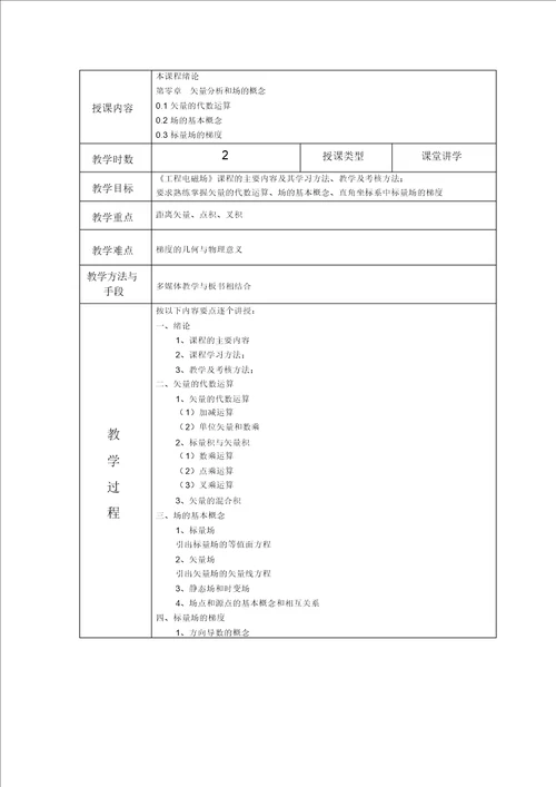 工程电磁场教案