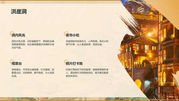橙色复古风重庆山城美食与景点全攻略PPT模板