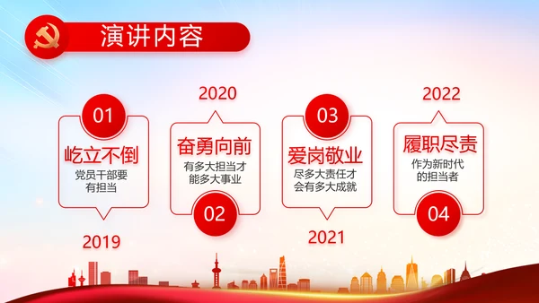 红色大气村干部个人述职报告PPT