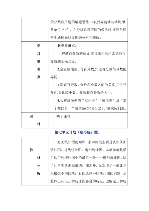 人教版数学六年级上册各单元教学计划（5-9单元）.docx