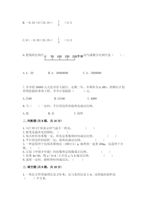 小学六年级下册数学期末卷附参考答案（综合题）.docx