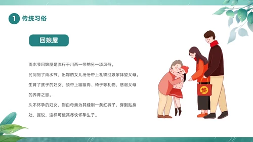 绿色春天中国二十四节气之雨水节气介绍PPT