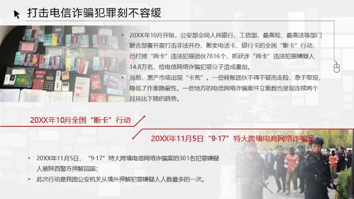 反诈宣传电信诈骗网络犯罪通用PPT模板