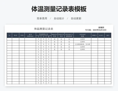 体温测量记录表模板