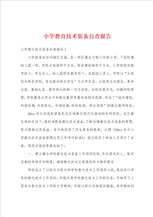 小学教育技术装备自查报告