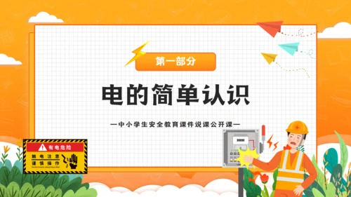 卡通风中小学生用电安全教育课件通用PPT模板