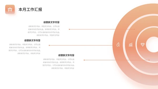 橙色弥散风月度复盘工作总结PPT