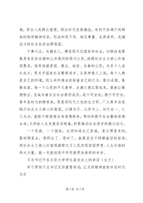 学习贯彻习总五四重要讲话精神：牢固树立核心价值观的有力支撑.docx