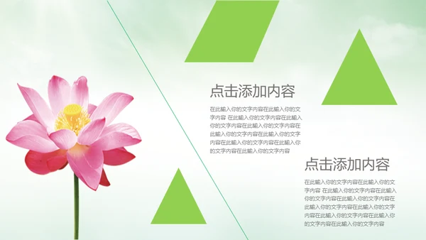 中国风荷塘风景荷叶荷花青莲通用PPT模板