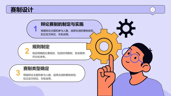 紫色手绘风班级辩论赛流程策划PPT模板
