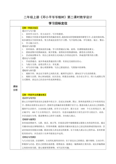 【大单元】4《邓小平爷爷植树》第二课时 教学设计
