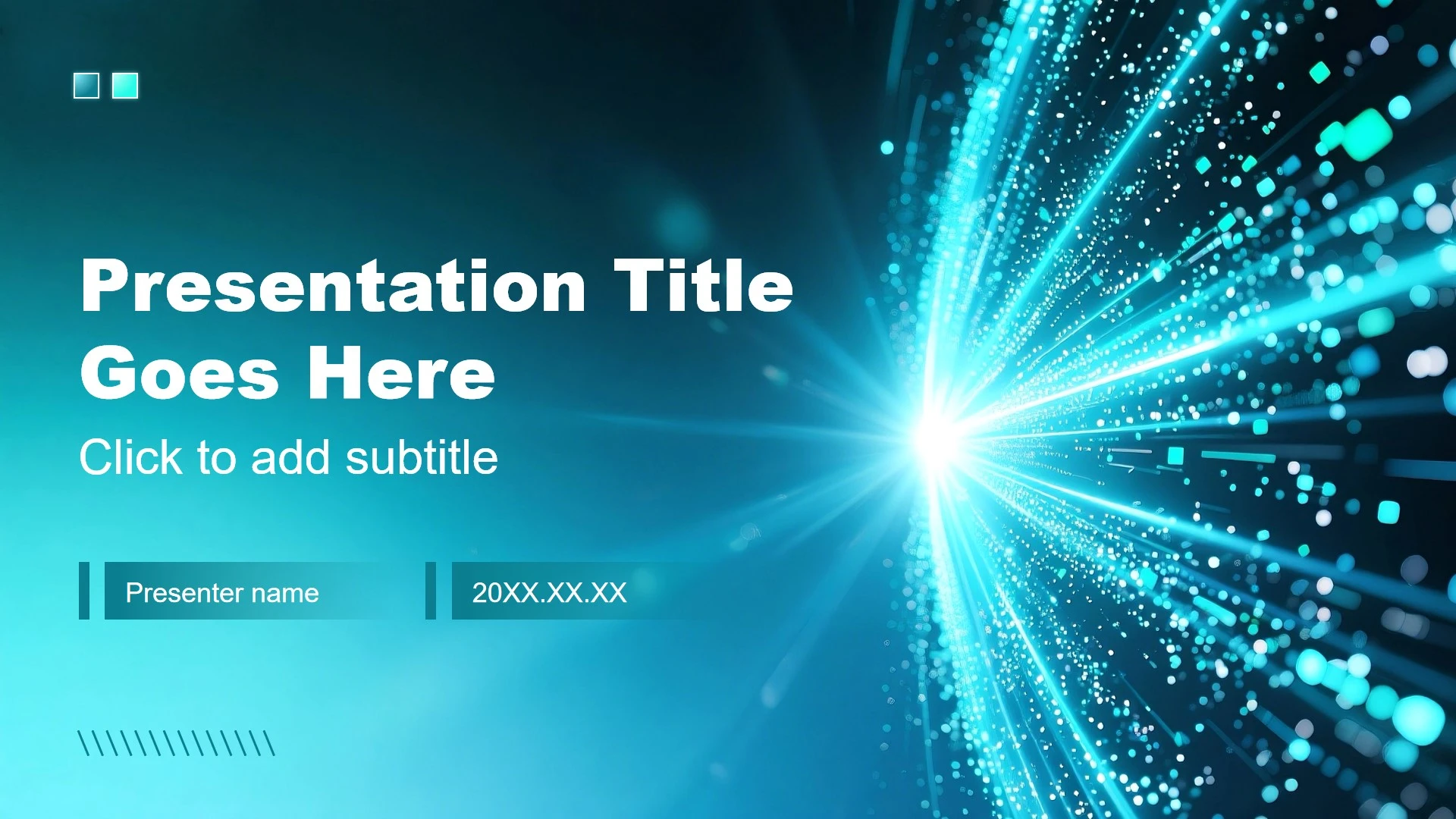 蓝绿色科技风粒子发散大学生就业报告PPT主题模板