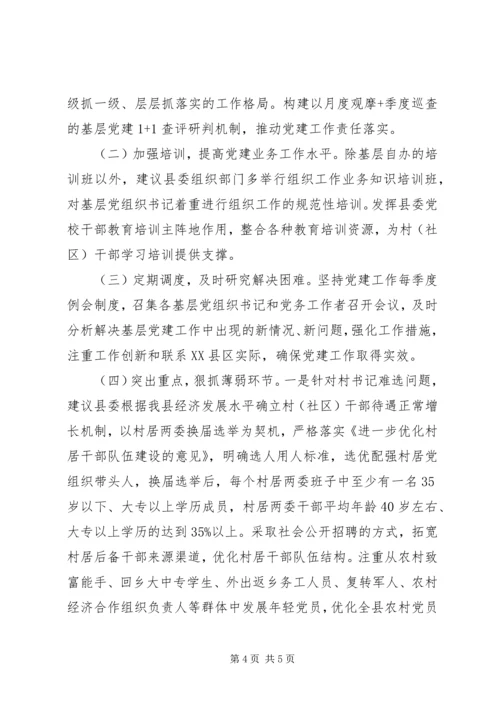 关于全面提升我县农村基层党建工作水平的思考与建议.docx