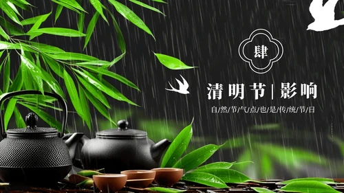 绿色简约清明节主题班会PPT模板