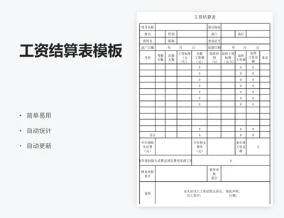 工资结算表模板