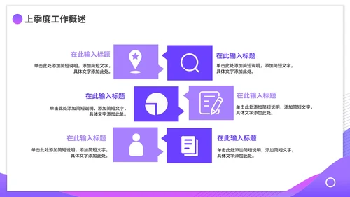 紫色渐变简约商务季度工作总结PPT模板