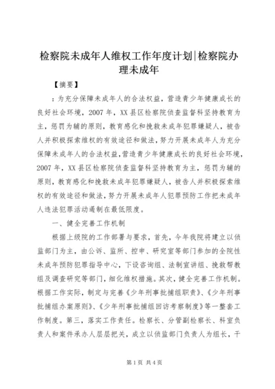 检察院未成年人维权工作年度计划-检察院办理未成年.docx