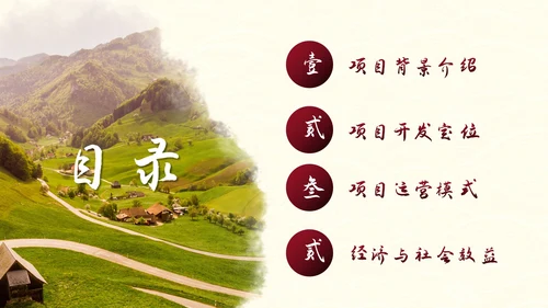 建设美丽乡村旅游商业计划书PPT模板