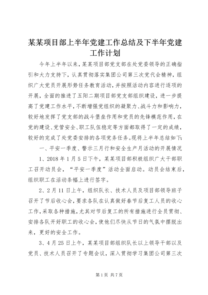 某某项目部上半年党建工作总结及下半年党建工作计划.docx