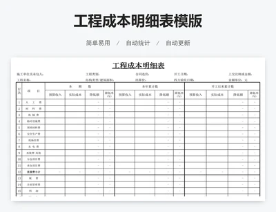 工程成本明细表模版