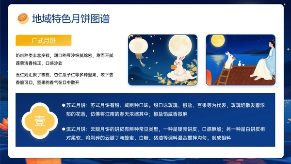 深蓝橙色中国风关于中秋节传统节日介绍PPT模板