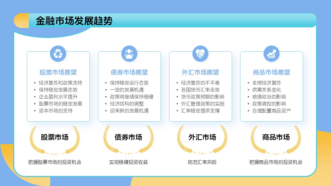 蓝黄色插画风年中总结报告ppt模板