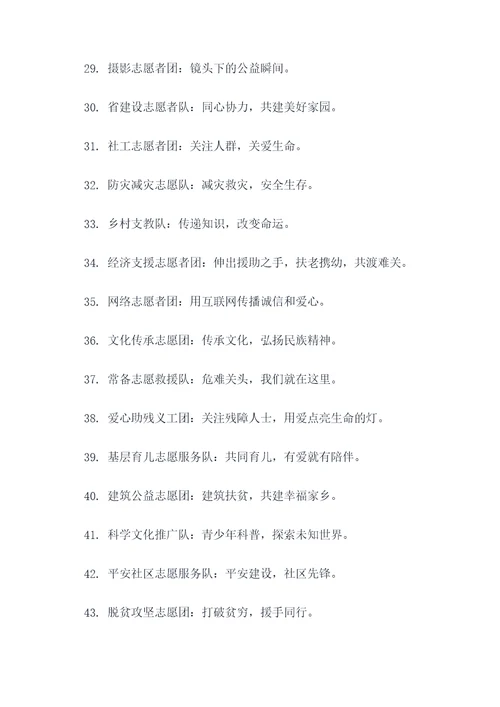志愿团队名字和口号简短