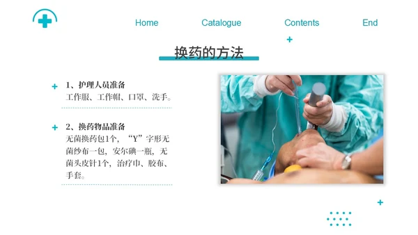 蓝色简约商务气管切开换药流程医疗PPT模板
