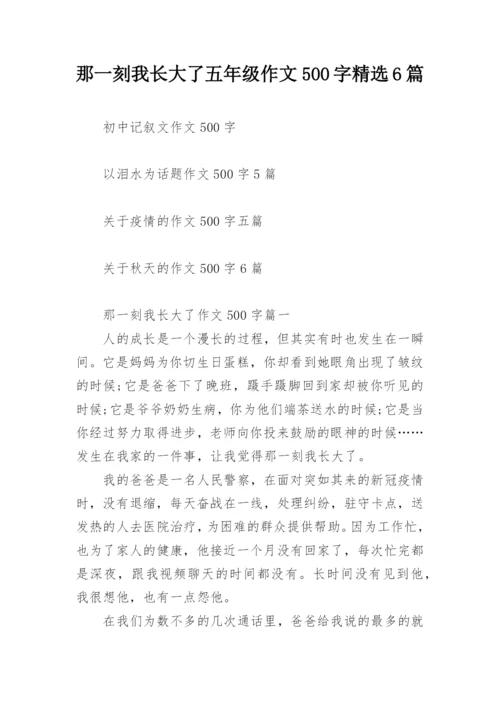 那一刻我长大了五年级作文500字精选6篇.docx