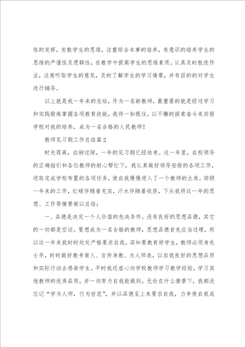 教师见习期工作总结