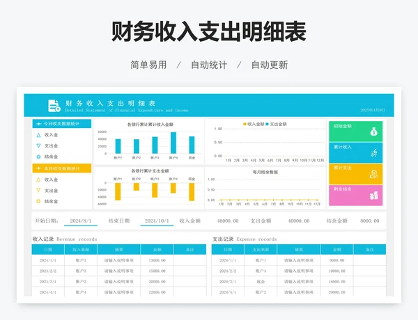财务收入支出明细表